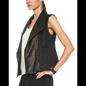 VINCE Linen/Leather Vest